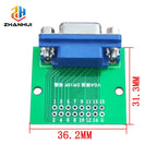 1/2/5PCS DB15 HDR15 DR15 VGA Female Socket Conversion Board Blue PCB Interface Test Module to 2.54mm DIP Pin Header