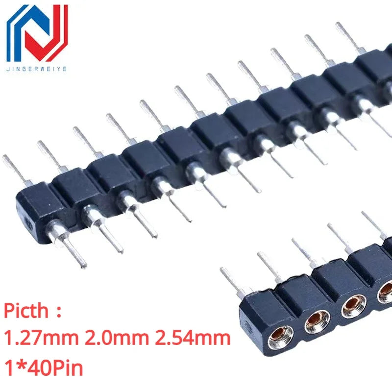 1x40P 1.27mm 2.0mm 2.54mm Round Hole Male Tin Gold Female Pin Header Single Row 0.1" Breakable PCB IC Crystal Transistor Socket