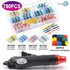 250PCS Solder Seal Wire Connector 530pcs Heat Shrink Tubing Butt Connector Kit Automotive Marine Insulated with 300W Hot Air Gun