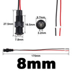1pc 8mm Oxidized Black Plastic Indicator Light Mini Warning LED Pilot Signal Lamp 6V12V 24V 220V with Wire Red Yellow Blue Green