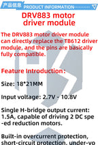 TB6612/DRV8833 Dual Motor Driver 1A TB6612FNG for Arduino Microcontroller Better than L298N