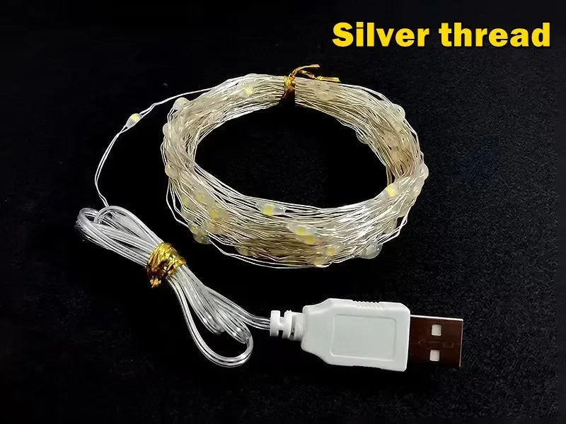 USB Copper Wire Lights Fairy Garland Lights LED String Lights Outdoor Waterproof String For Christmas Wedding Party Decorations