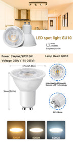 1-10PCS LED spot light GU10 AC220V LED energy saving bulb 3W 6W 9W 12W LED Lamp Spotlight Bulb 38 Degree lampara for home