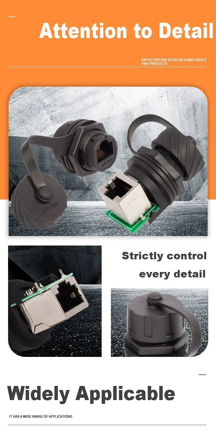 LR20 M20 0.1M to 1M Extension Cable Panel Socket Ethernet Network Laptop Telecom Waterproof RJ45 Connector Cat6 Signal Adapter