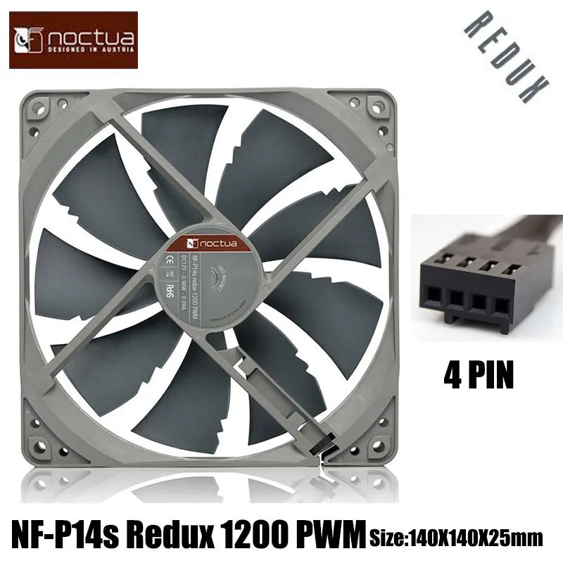 Noctua NF-P14S Redux-1200 Chassis Cooling Fan 14cm Low Noise SSO Bearing Value Choice For Enthusiasts Chassis Fan