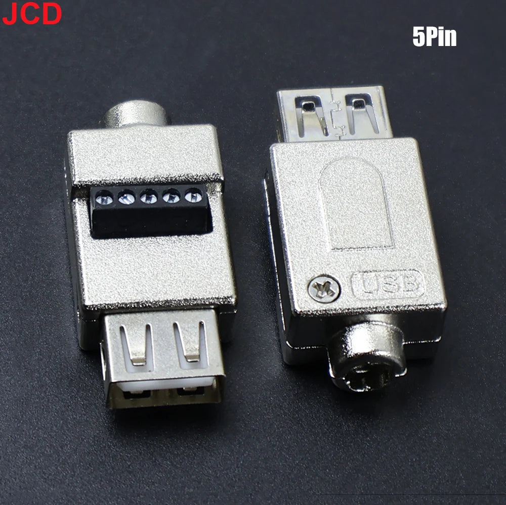 JCD USB 2.0 Connector Avoid Welding Plugs USB Type A Male Female to 4Pin 5pin Screw Terminal Socket Adapter Plug For Computer TV