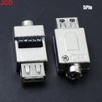 JCD USB 2.0 Connector Avoid Welding Plugs USB Type A Male Female to 4Pin 5pin Screw Terminal Socket Adapter Plug For Computer TV