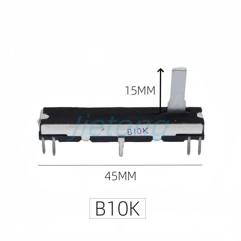 1pc 45mm Sliding Potentiometer 4.5cm Stereo Channel B10K Axis Length 15mm Sliding Stroke 30mm