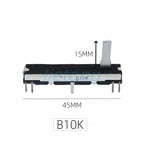 1pc 45mm Sliding Potentiometer 4.5cm Stereo Channel B10K Axis Length 15mm Sliding Stroke 30mm