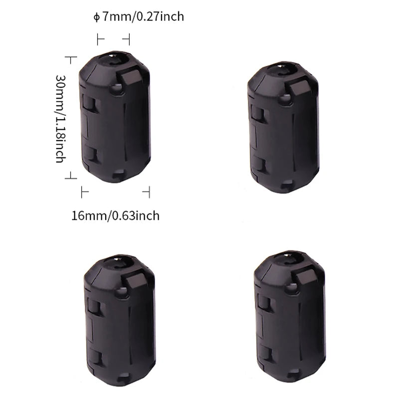 1Pcs/4Pcs Ring Core Ferrite Bead Clamp Choke Coil EMI RFI Noise Filter Clip Snap for 7/9/13mm  Cable Connector Filters Holder