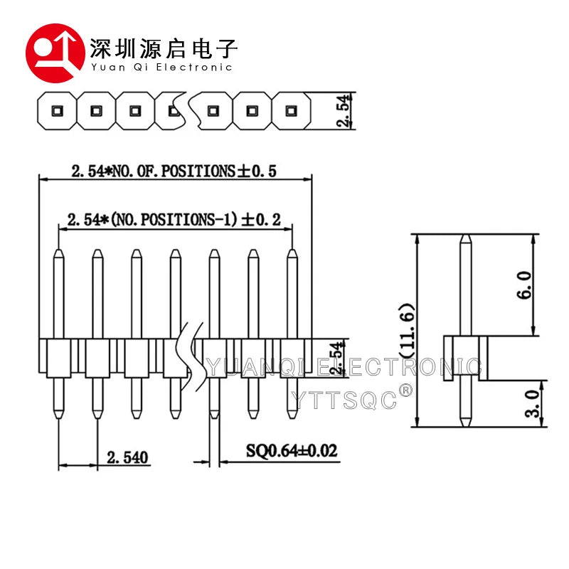 10pcs 1.0mm 1.27mm 2.0mm 2.54mm Pin Header Double Row Male 1/2~40P Breakaway PCB Board Connector Strip Pinheader 1*2/2P 4P 6-40p