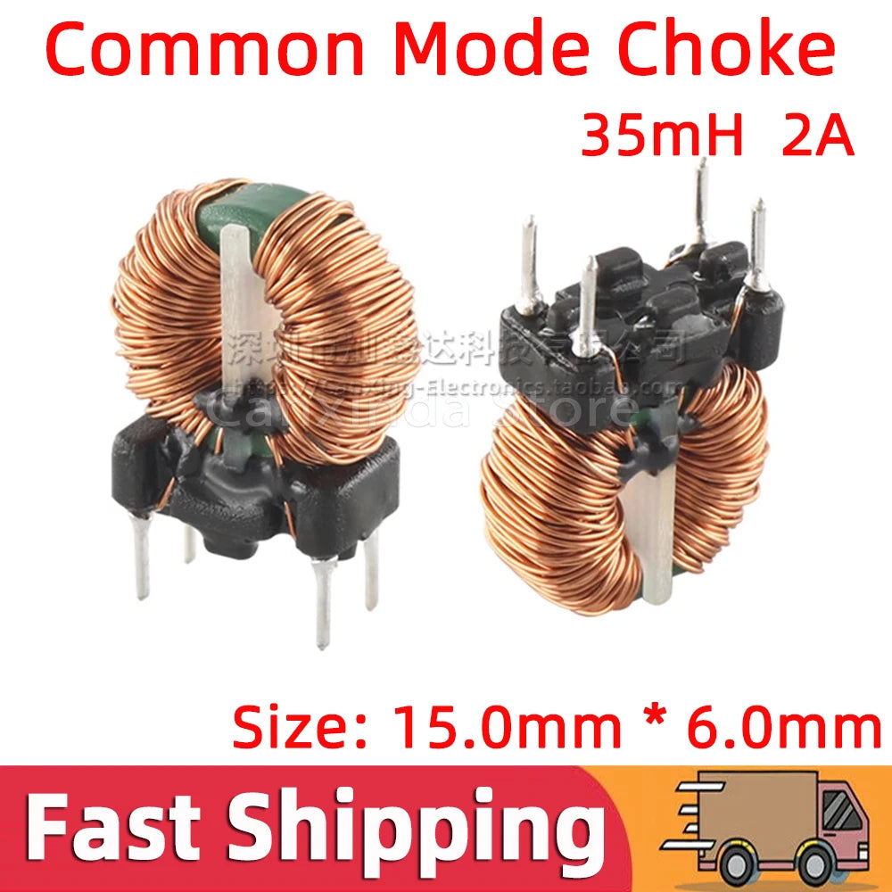 5pcs Vertical Toroid Magnetic Ring Common Mode Inductor Wire Wind Wound Coil 35mH 2A Switching Power Supply Filter 0.4mm Wire