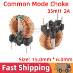 5pcs Vertical Toroid Magnetic Ring Common Mode Inductor Wire Wind Wound Coil 35mH 2A Switching Power Supply Filter 0.4mm Wire