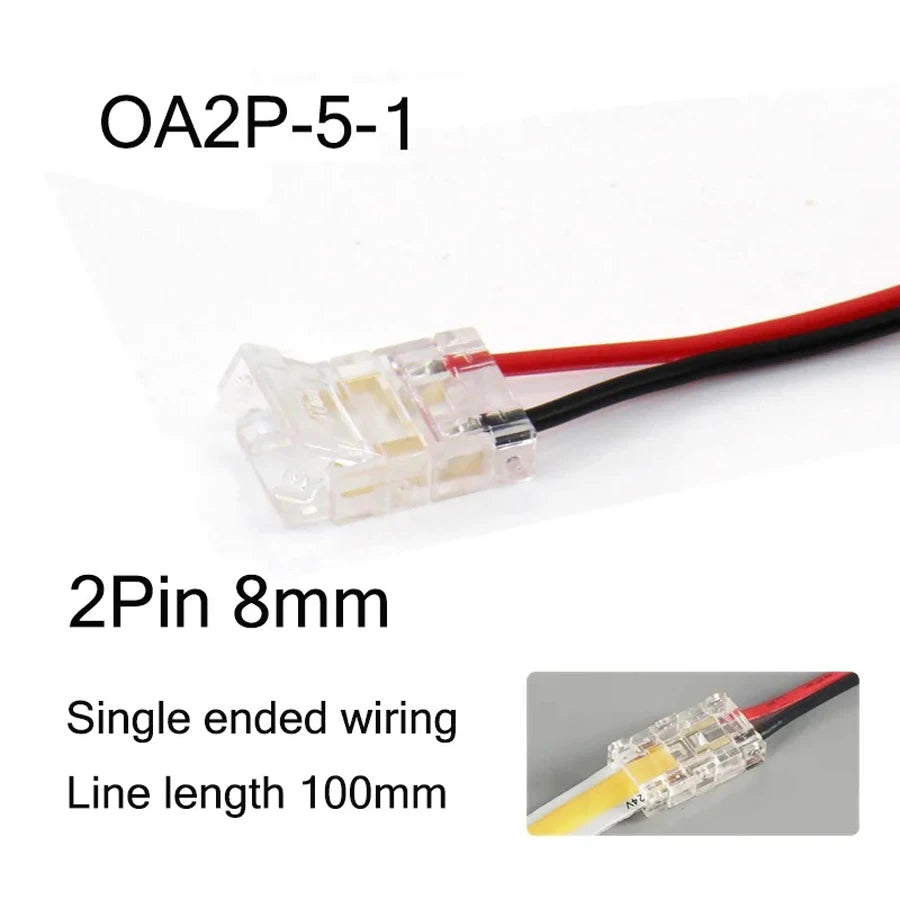 COB Led Strip Connector Light Strip Wire Connectors 2 3 4 Pin L-shaped For 5 8 10mm Width PCB Single Color RGB CCT Strip