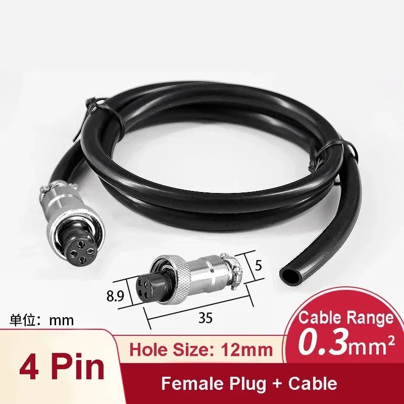 GX12 Female Plug Socket Waterproof M12 Circular Aviation Connector 2Pin 3Pin 4Pin 5Pin 6Pin 7Pin 1m 2m Extension Cable Wire