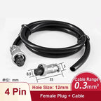GX12 Female Plug Socket Waterproof M12 Circular Aviation Connector 2Pin 3Pin 4Pin 5Pin 6Pin 7Pin 1m 2m Extension Cable Wire
