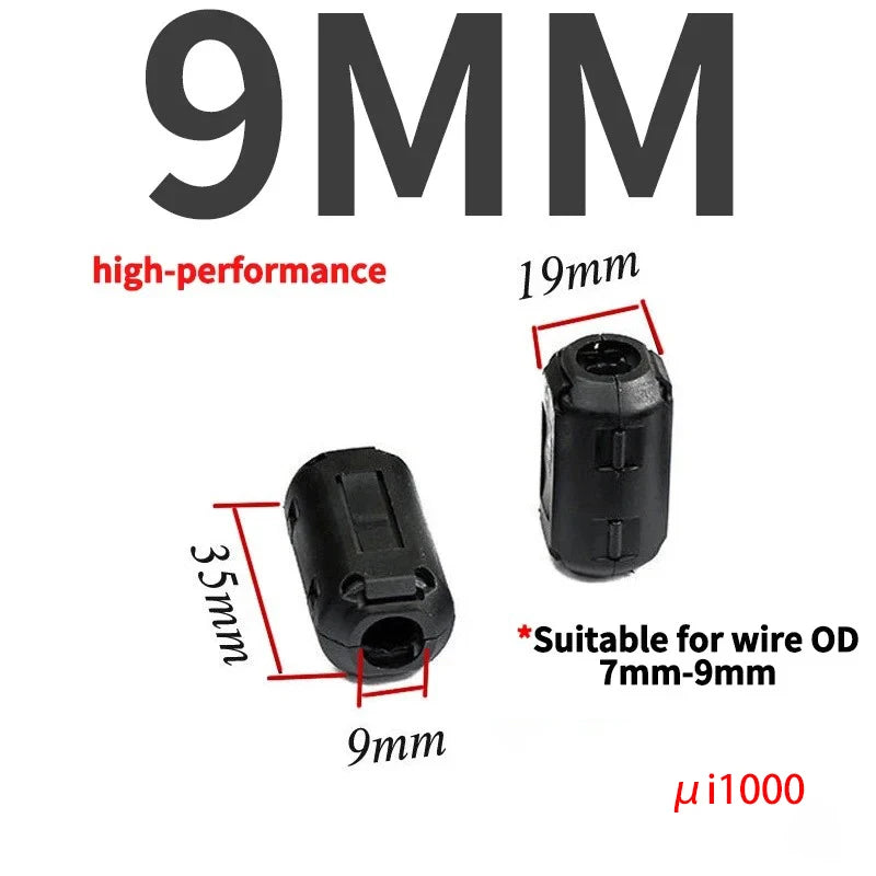 10/20Pcs Clip-on Ferrite Core Ring Bead 3.5-15mm EMI RFI Noise Filter Snap Cable Clip Choke for Black Audio Video Wire
