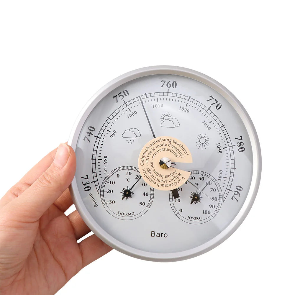 3 in 1 Barometer Thermometer Hygrometer Wall Mounted Waterproof Temperature and Humidity Gauge Large Display Space Saving