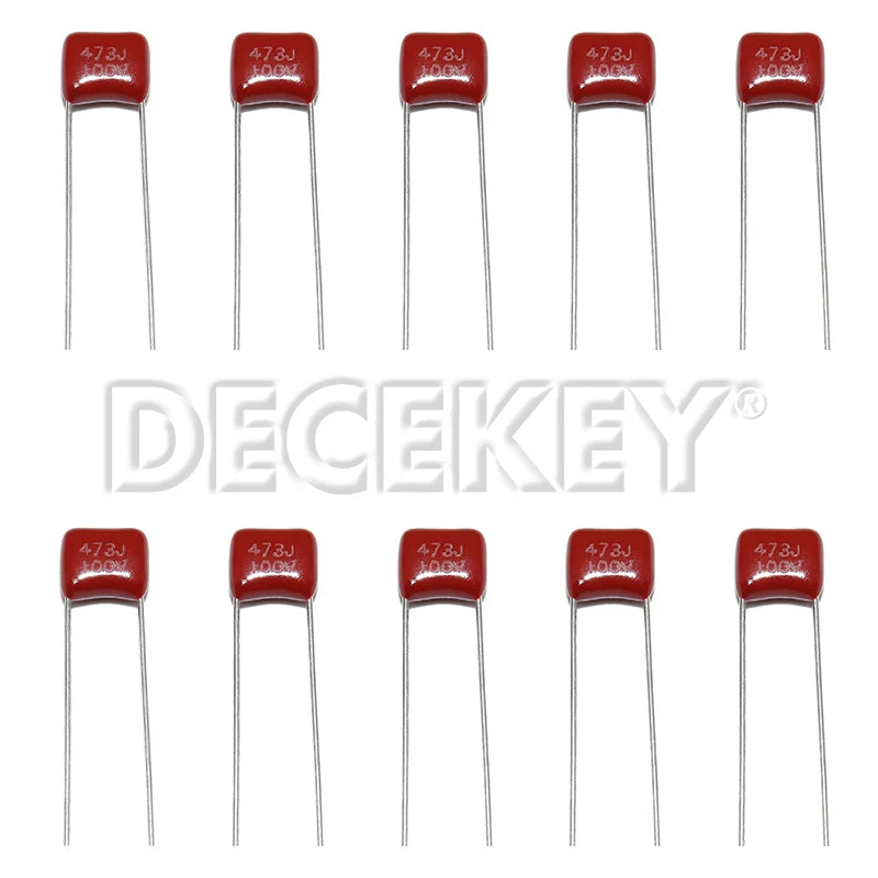 10PCS 100V CBB Polypropylene Film Capacitor 103 104 154 223 224 333 334 393 473 474 10nF 39nF 100nF 220nF 470nF Capacitance Kit