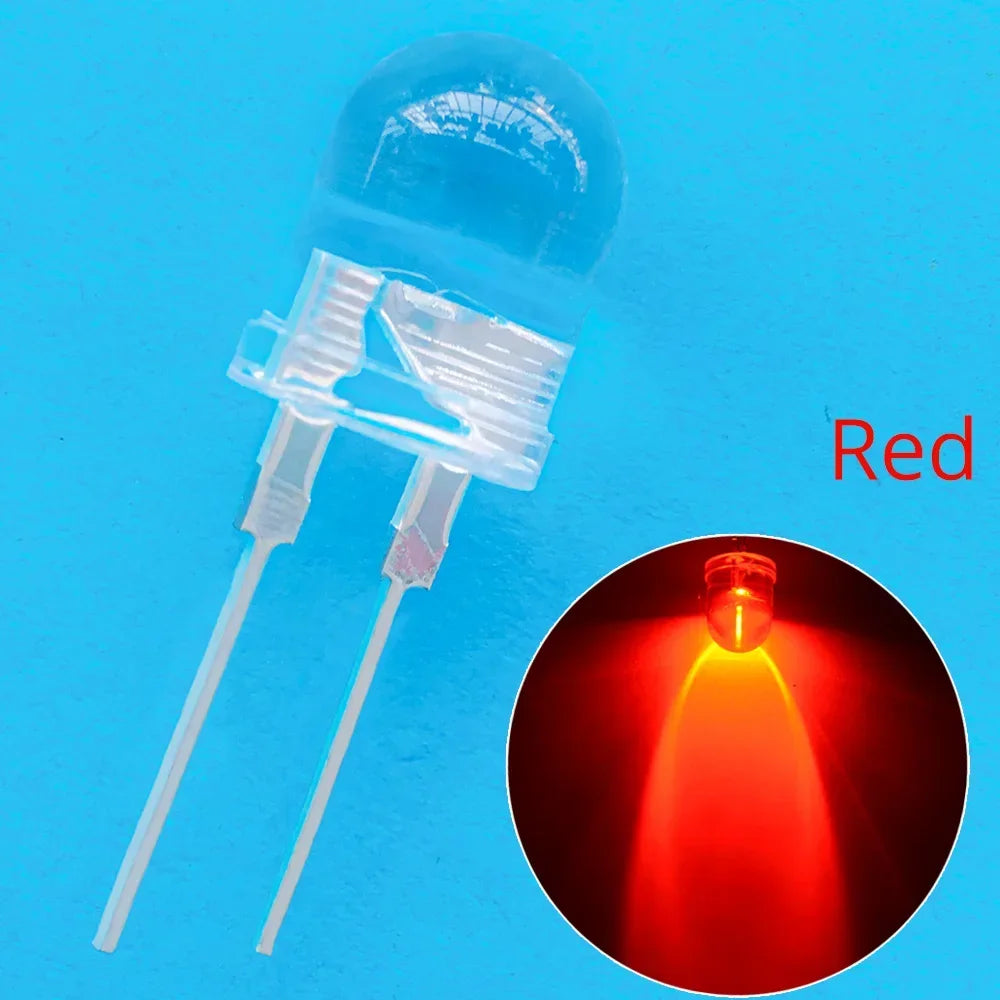 50pcs 10mm White Red Green Blue Yellow Diode Led Round 0.5W Power Light 3.2~3.6V LED Lamp Bead Light-emitting Diodes 30KMCD Bulb