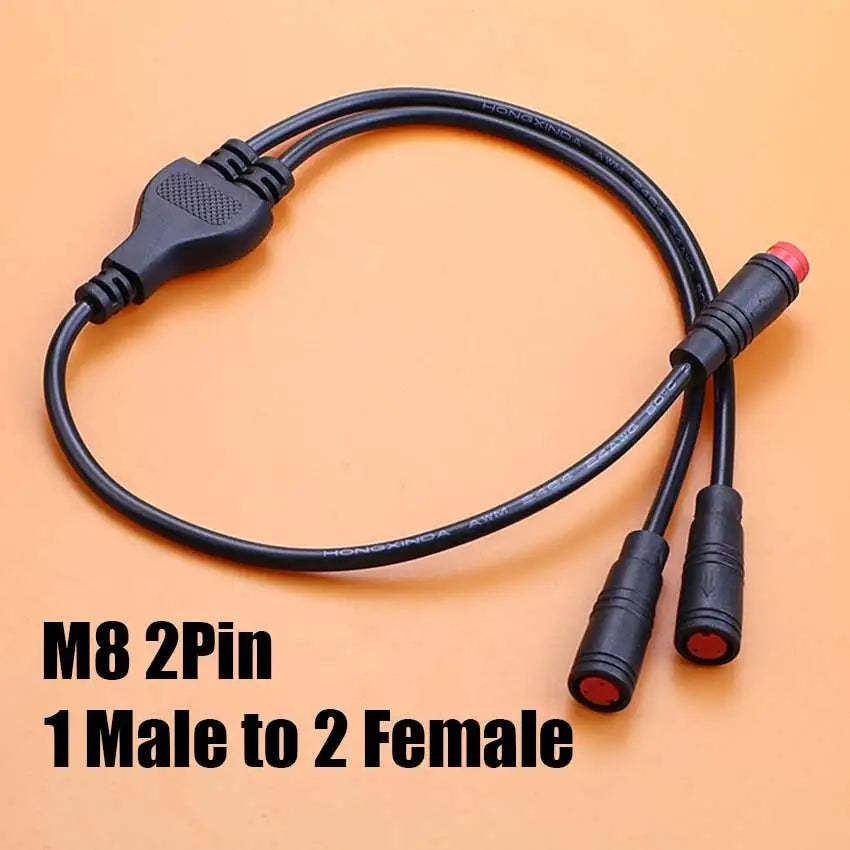 40cm M6 M8 1 Male To 2 Female Splitter Connector 2/3/4/5/6 Pin Waterproof Electric Butt Cable Plug Cord For E-Bike Signal Sensor