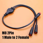 40cm M6 M8 1 Male To 2 Female Splitter Connector 2/3/4/5/6 Pin Waterproof Electric Butt Cable Plug Cord For E-Bike Signal Sensor
