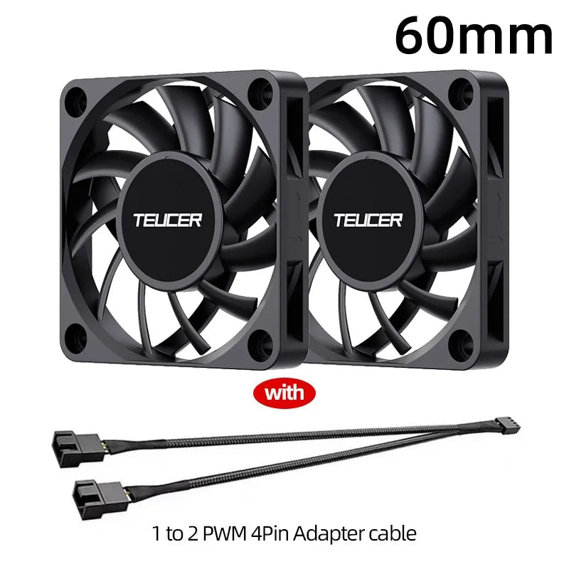 TEUCER UT-60 Slim 60mm PC Case Fan 3500RPM High Airflow CPU Cooler 6/7CM Ultra-thin Cooling Fan