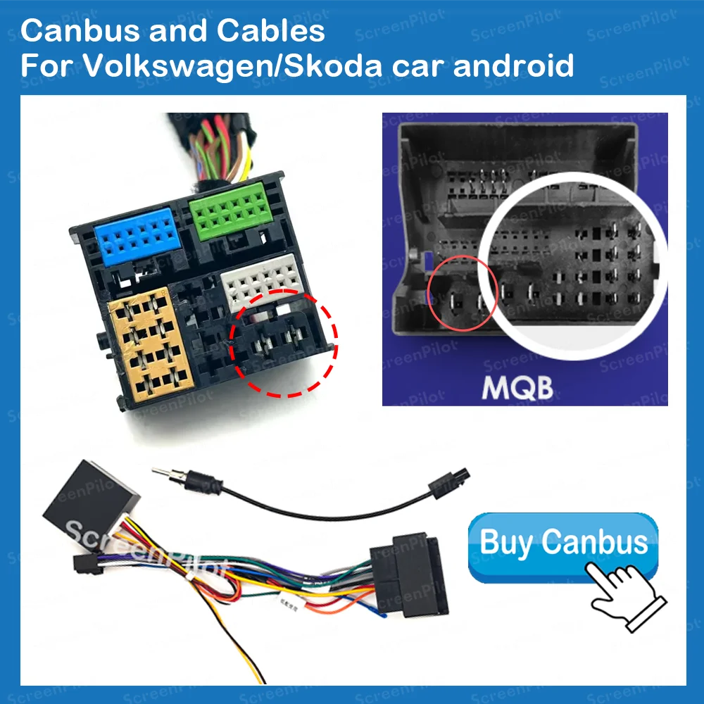 Canbus and Cable For Volkswagen Skoda car android Adapter CAN Bus Decoder SWC Plug&Play Android Radio car Accessories Plug&Play