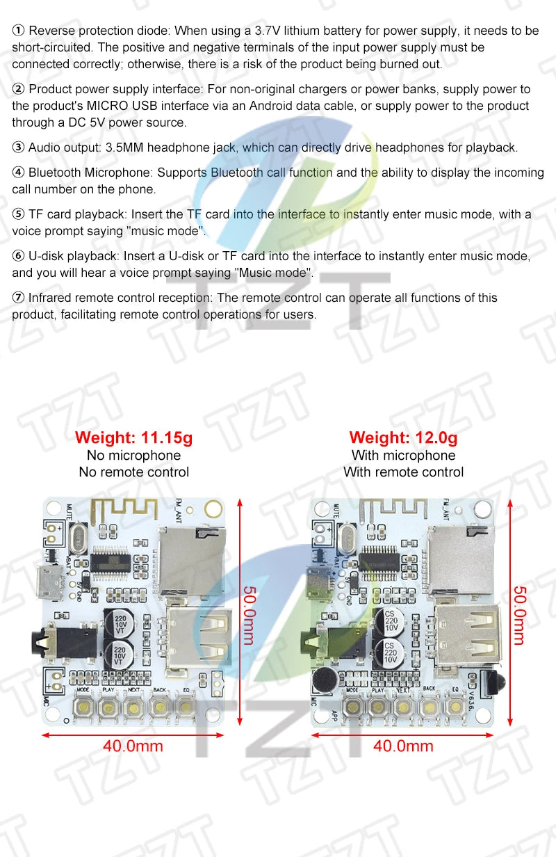 Bluetooth  Audio Receiver board with USB TF card Slot decoding playback preamp output A7-004 5V 2.1 Wireless Stereo Music Module