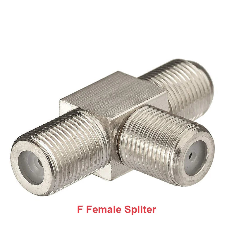 F Type to TV IEC 90 Degree Male Plug Female Jack RF Coaxial Adapter Splitter Gold Plated Connector for Cable TV Satellite TV DVR