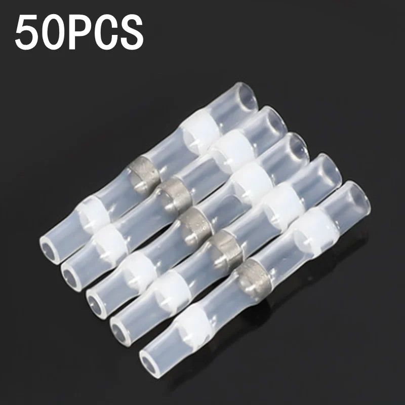 50/100pcs,Soldering Thermal Casing,Waterproof,Solder Seal Heat Shrink Butt Wire Connectors Terminals Electrical Copper with Glue