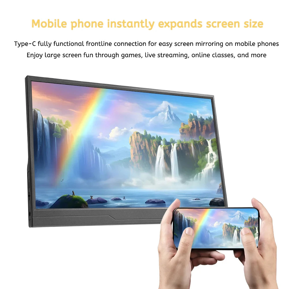 JLT 14-inch LCD Portable Monitor 1920*1080 65%SRGB IPS Extended Display with Bracket For PC Laptop Switch Type-C hdmi-Compatible