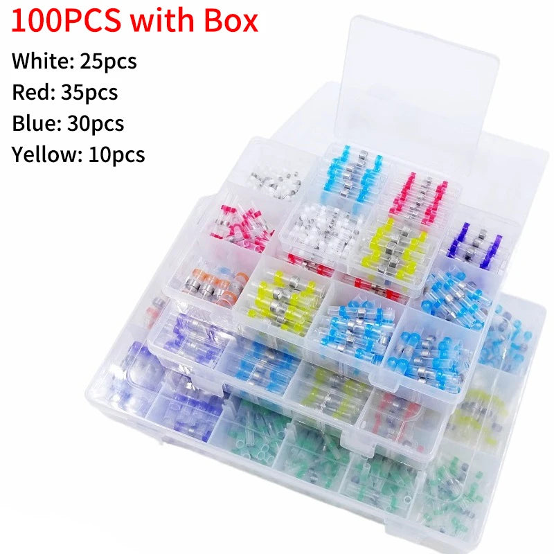 10/50/500pcs Solder Seal Wire Connectors 3:1 Crimp Heat Shrink Insulated Electrical Terminals Butt Splice Waterproof Sleeve