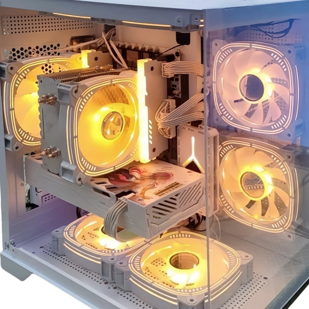 This ARGB Cooling Fan Kit Includes Five 120mm Cooling Fans and a PWM ARGB 2-in-1 Hub, Suitable for Computer Cases (Forward Fan)