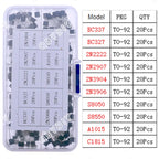 TO-92 TO-92L TO-126 TO-220 Series Mosfet Triode Thyristor PNP NPN Transistor Assortment Kit Box