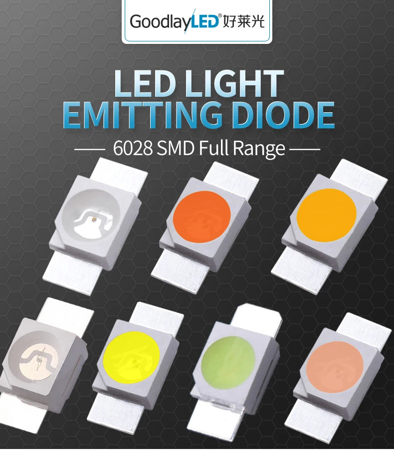 2000pcs SMD 3528/6028 RGB LED Common Anode SMT Chip Tricolor Red Green Blue GoldYellow Pink orange 1210 Shine down Light Emittin