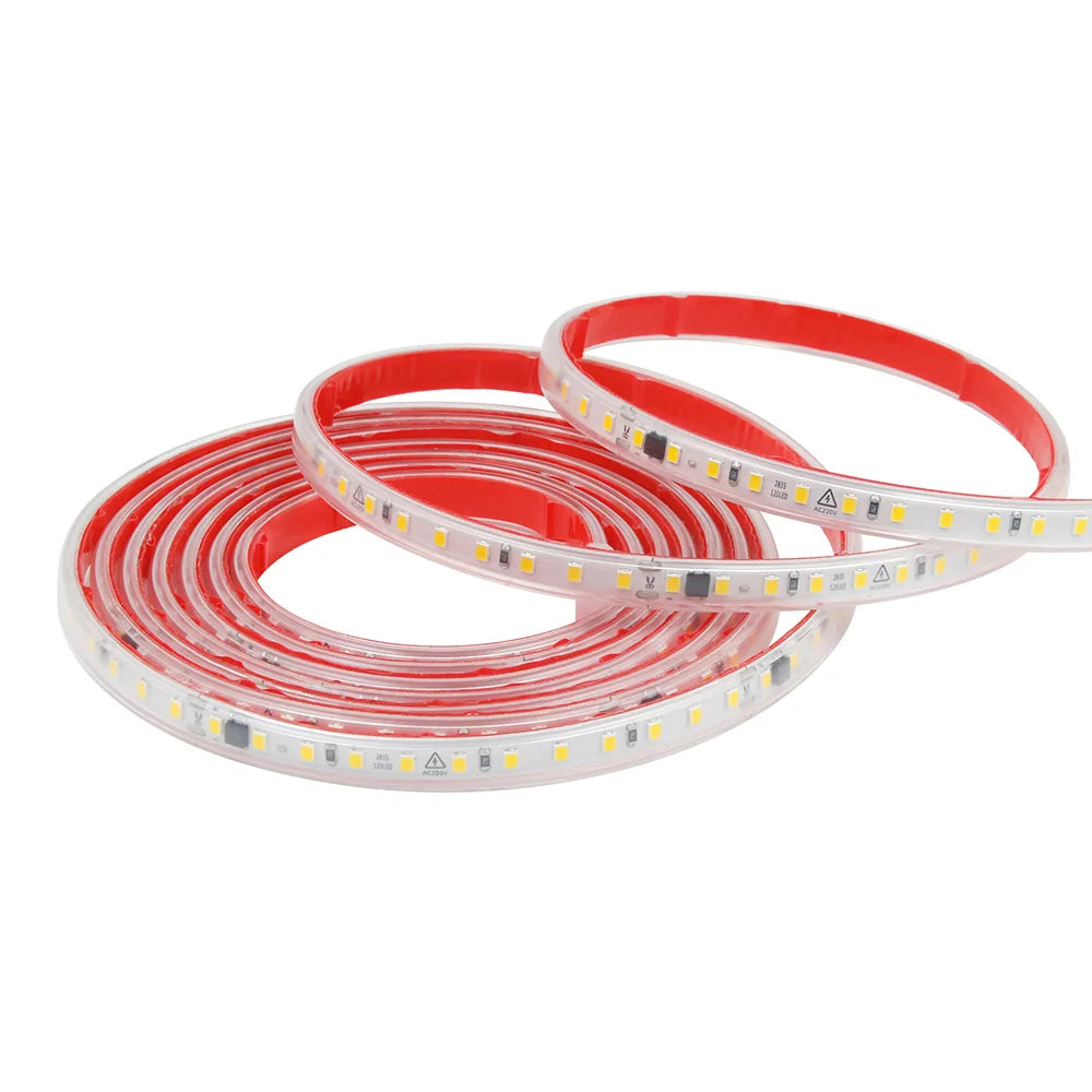 AC 220V 2835 LED Strip Light Waterproof IP67 120 LEDs Flexible Tape Lamp with IC Home Lighting White 0.5m 1m 2m 5m 10m 20m 50m