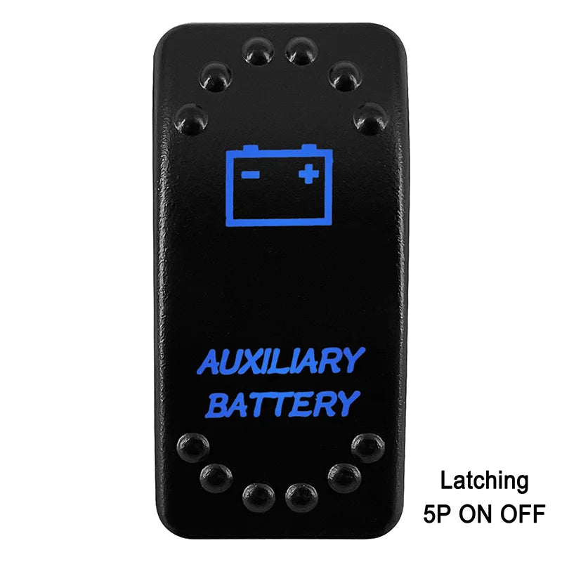 Waterproof Rocker Switch with Blue LED | 12V/24V Latching & Momentary (SPST/ DPDT) | for Marine, UTV, ATV, RZR, Automotive