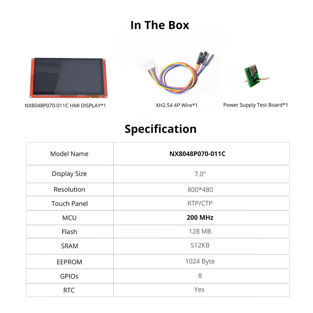 NEXTION 7.0'' Intelligent LCD Touch Display Module NX8048P070-011C/R Multifunction HMI Resistive/Capacitive Without Enclosure