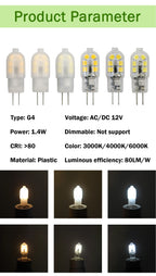 2pcs Mini G4 12V 24V LED Lamp Dimmable Light 3W COB Bulb AC DC 12V Lampada COB 360 Beam Lampada G4 COB Lights Replace Halogen