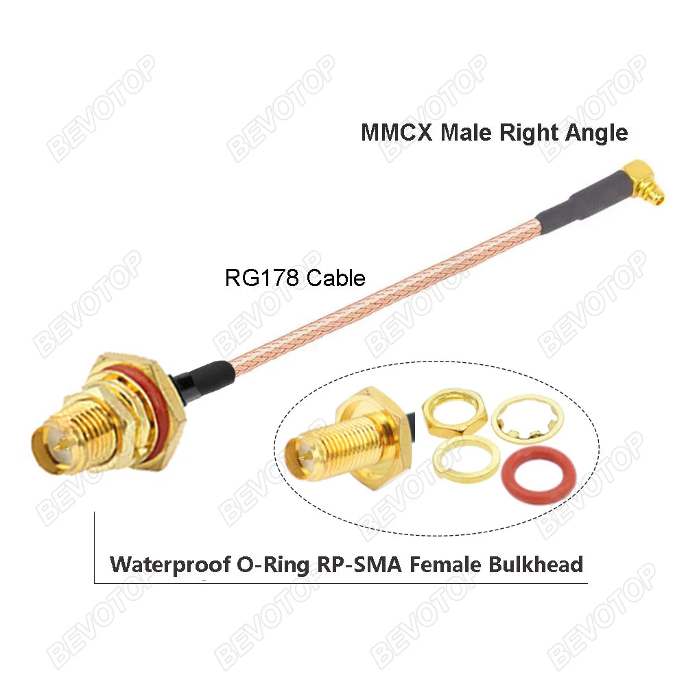10PCS/LOT SMA to MMCX Cable RP-SMA / SMA Female Waterproof O-Ring  to MMCX Male Straight/180° RG178 Pigtail RF Coaxial Jumper