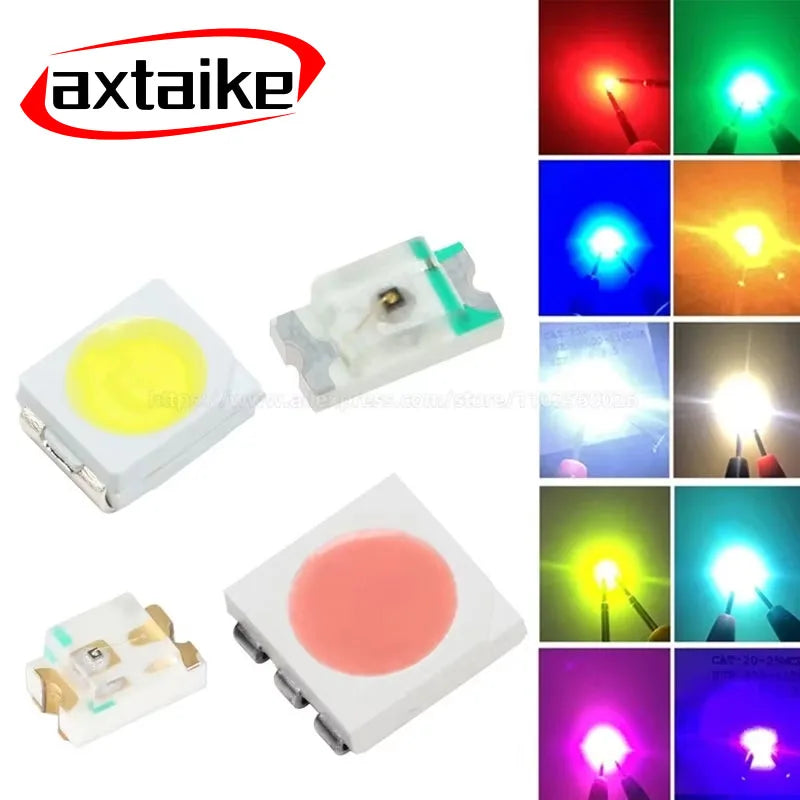 100PCS 0402 0603 0805 1206 1210 3528 5050 SMD LED Warm White Red Yellow Emerald Green Blue Purple Orange Light Emitting Diode