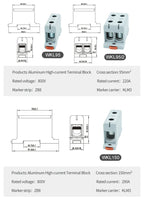 Aluminum Power Distribution Block WKL 50/95/150/240 mm² Cable Connector Din Rail Terminal Block Box WKL50/WKL95/WKL150/WKL240