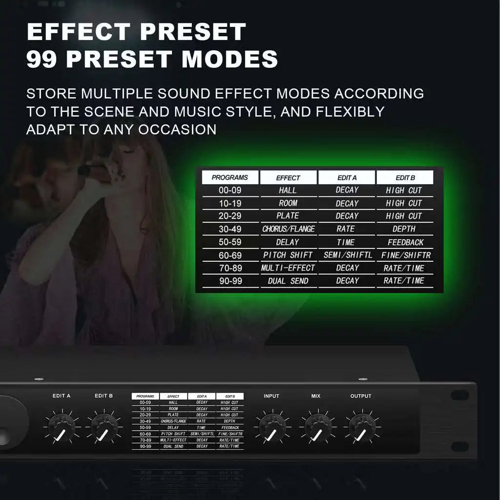 Professional Digital Reverb and Multi Effect DSP Processor Audio Processor Equalizer Vocal Microphone