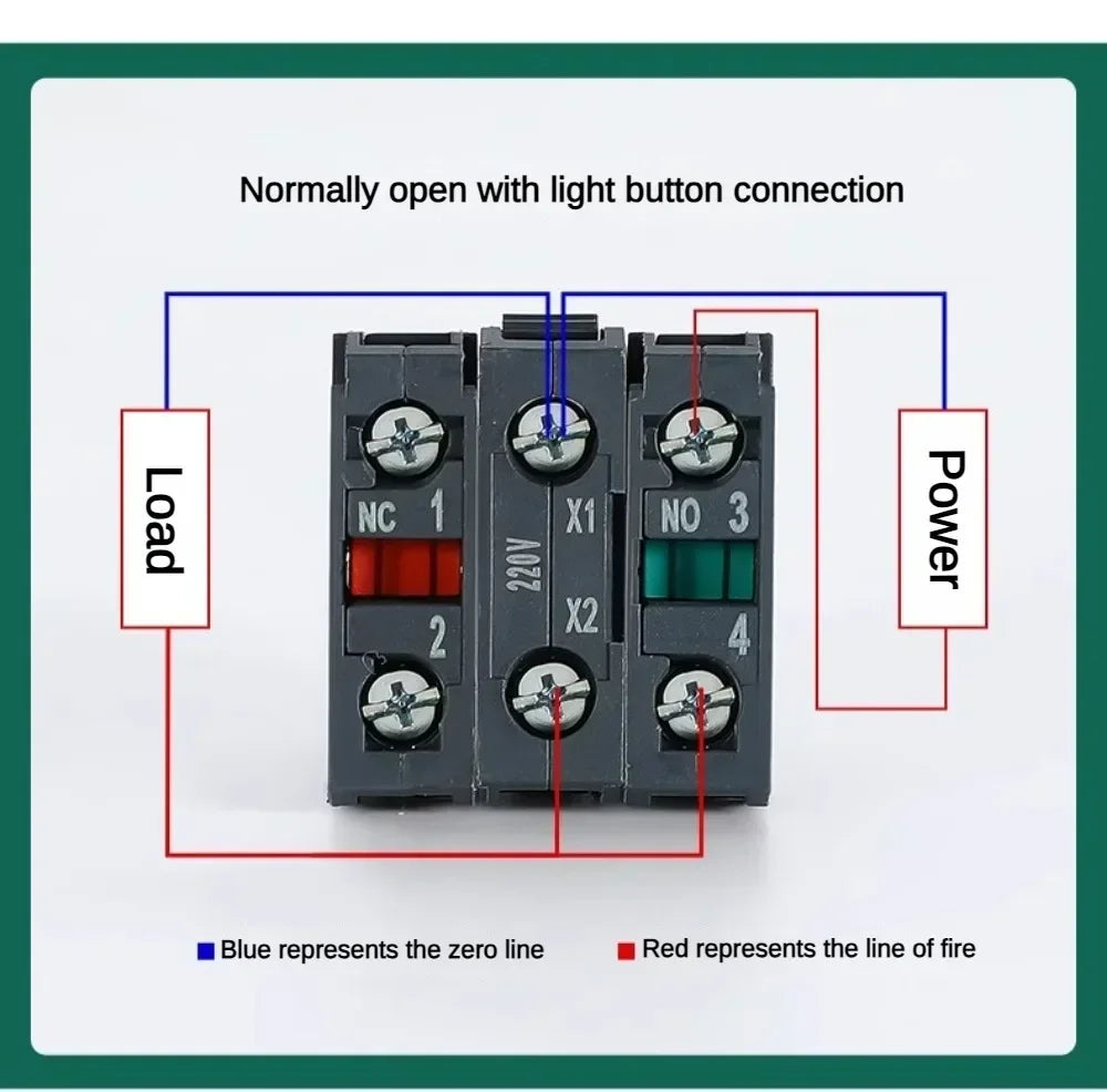 XB4 Double Button Switch with Light 22mm Emergency Stop Button Switch Momentary Self Reset Mushroom Power Push Button Switch 10A