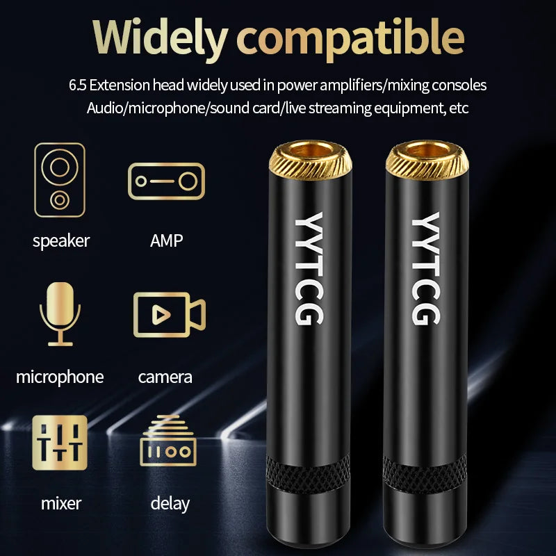 YYTCG 6.35mm female audio cable Welded Plug 6.5 Three core single stereo extension connector 1Pcs