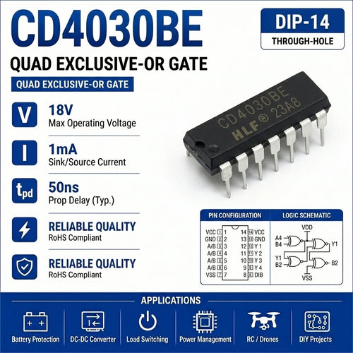 (10 pcs) CD4030BE DIP-14/CD4030BM SOP-14 CD4030 XOR Gate Quad 2-Input CMOS 3V-18V