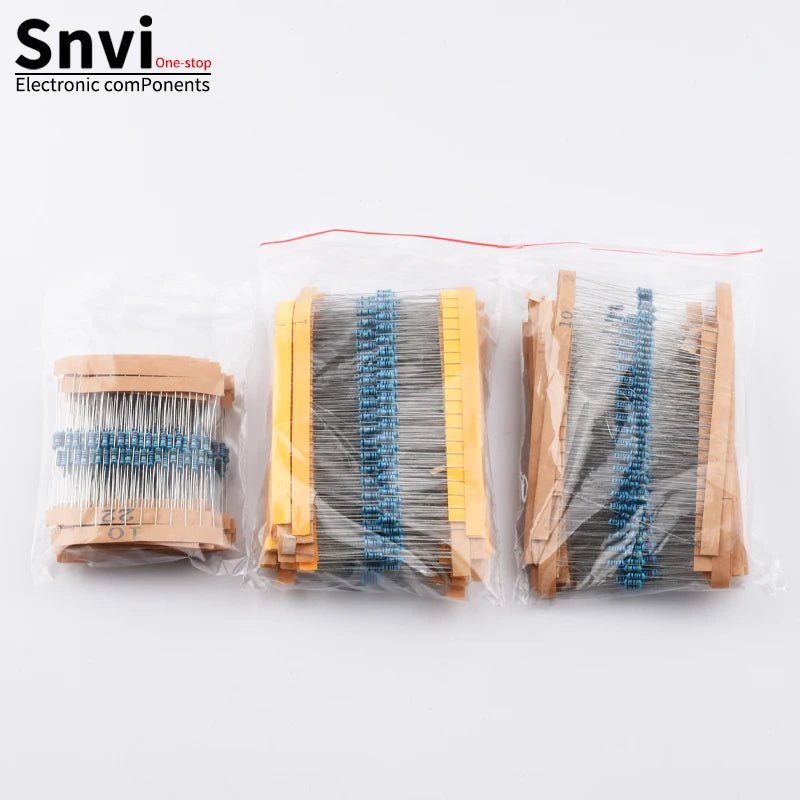 Snvi Resistor Kit 1/4W 1% Metal Film Resistors Set 300pcs 600pcs 820pcs 2600pcs 30 41 130 Values Electronic Components