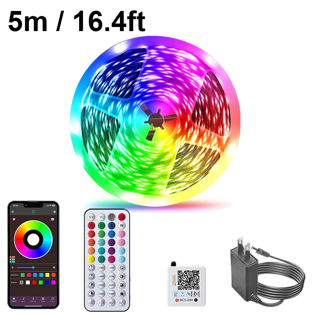 RGB Led Strip Lights for Room 5m 10m 20m 30m Music Sync Led Lights with Remote and APP Control for Room Bedroom Party Docor TV Backlight