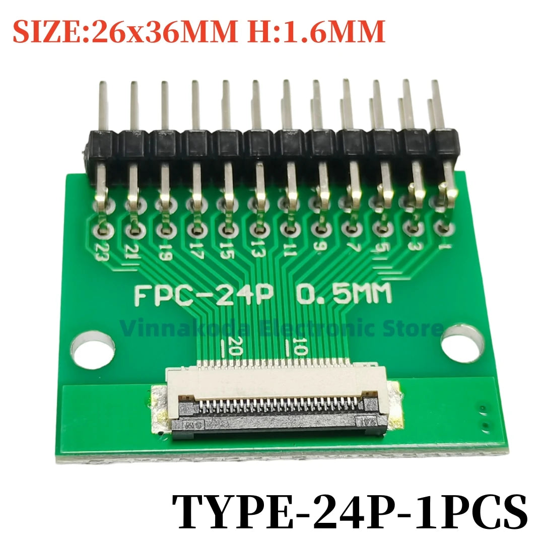 1PCS FFC/FPC Conversion Board 0.5mm Pitch Connector 2.54MM Double Row Bending Pins 4/10/12/14/15/16/18/22/24/26/30/34/40/50/60P